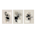 Axyaa Abstract Floral Art Set, Beige & Black Minimal Plant Wall Decor, Neutral Tone Canvas Paintings