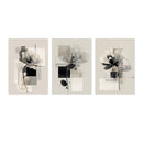 Axyaa Abstract Floral Art Set, Beige & Black Minimal Plant Wall Decor, Neutral Tone Canvas Paintings