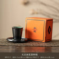 Axyaa Iced Ceramic Teacups Set - 40ML Ceramic Espresso Cups and Saucers Home Tea Set