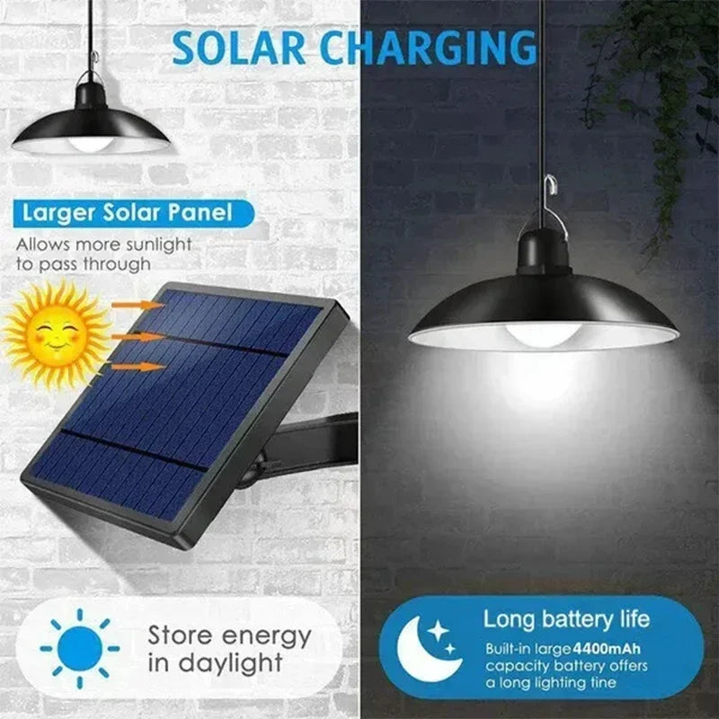 Axyaa Solar Outdoor Pendant Light with Remote Control, Waterproof LED Chandelier