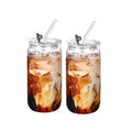Axyaa 16oz Glass Tumblers with Lids & Straws - Set of 2