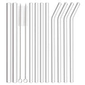Axyaa High Borosilicate Glass Straw Set for Bubble Tea Smoothies Cocktails