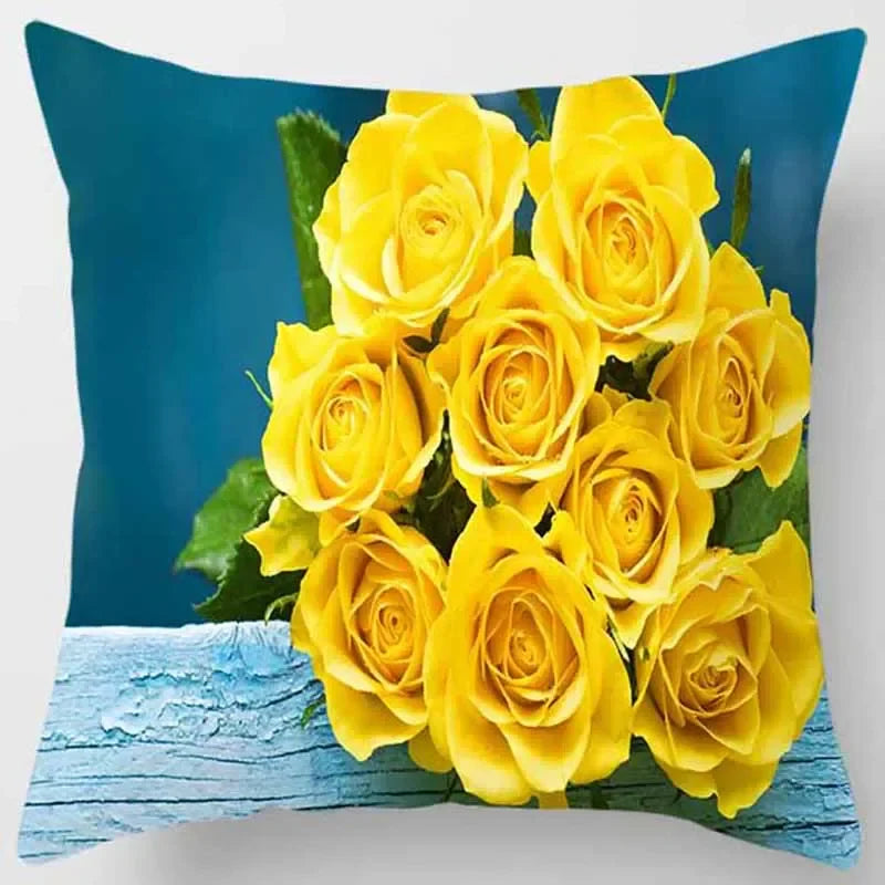 Axyaa Rose Series Yellow Pink Flowers Pillowcase Home Decor