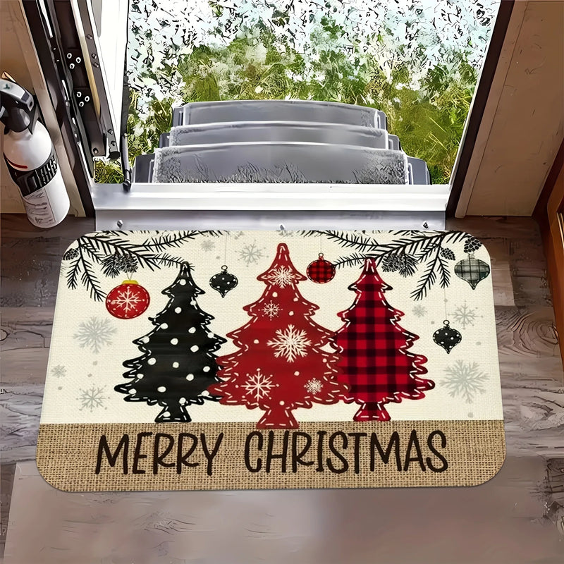 Christmas Tree Printed Non-Slip Floor Mat for Home, Bathroom & Kitchen by Axyaa