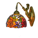 Axyaa Stained Glass Tiffany Wall Lamp - Retro Mediterranean Bedroom Decoration