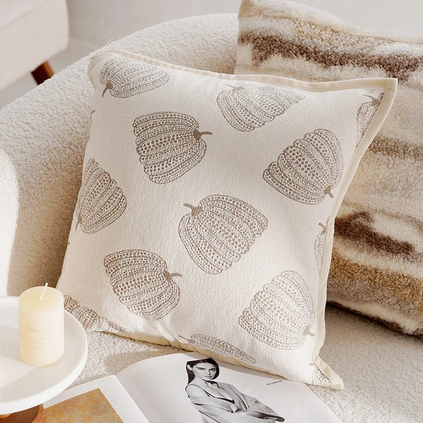 Axyaa Pumpkin Jacquard Cushion Cover 45x45 - High Quality Farmhouse Home Decor