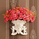 Axyaa Double Angel Vase Wall Hanging with Artificial Flowers for Home Decor