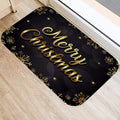 Axyaa Merry & Happy Year Door Mat: Golden Black Letter Print, Non-Slip Floor