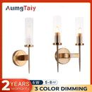 Axyaa Gold LED Candlestick Wall Sconce Europe Metal Glass Lighting Fixtures Decor