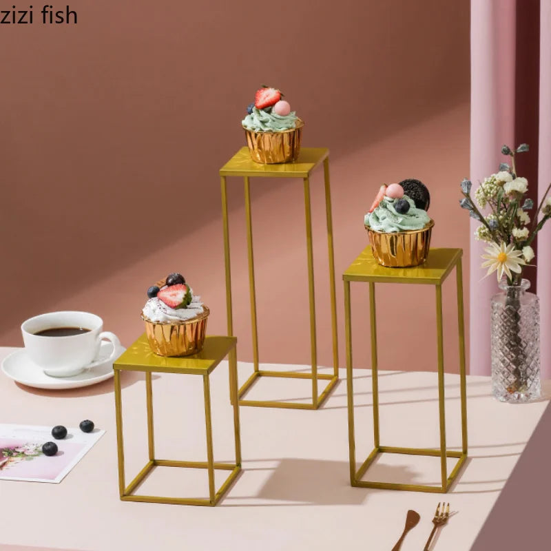 Axya Gold Iron Cake Stand Dessert Rack for Elegant Wedding Dessert Display
