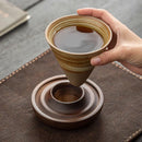 Axyaa Ceramic Funnel Coffee Cup with Walnut Base