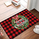 Axyaa Holly Wreath Plaid Print Door Mat