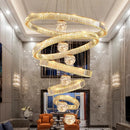 Axyaa Crystal Chandelier Stair Pendant Living Room Lights