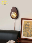 Axyaa Solid Wood Glass Wall Lamp LED Indoor Lighting for Bedroom and Living Room