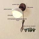Axyaa Yellow Travertine LED Wall Light Fixture Nordic Modern Glass Wood Bedside Lamp