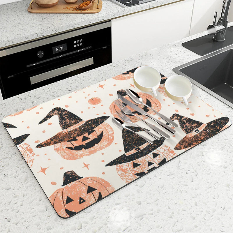 Axyaa Halloween Head Absorbent Drain Pad for Kitchen, Bathroom, and Tableware