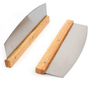 Axya Stainless Steel Bread Knife with Wooden Handle: Curved Pizza Cutter & Baking Tool