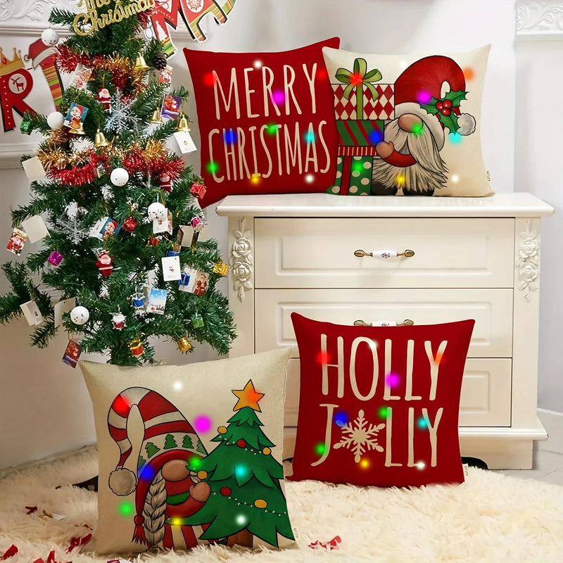 Axyaa Dwarf Christmas Tree LED Pillowcase - Merry Christmas Party Home Decor