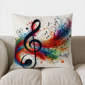 Colorful Music Notes & Treble Clef Pillow Cover by Axyaa - Sofa, Bed, Car