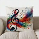 Colorful Music Notes & Treble Clef Pillow Cover by Axyaa - Sofa, Bed, Car