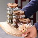 Axyaa Striped Glass Airtight Canister for Kitchen Storage - Coffee Beans, Grains, Candy Jar