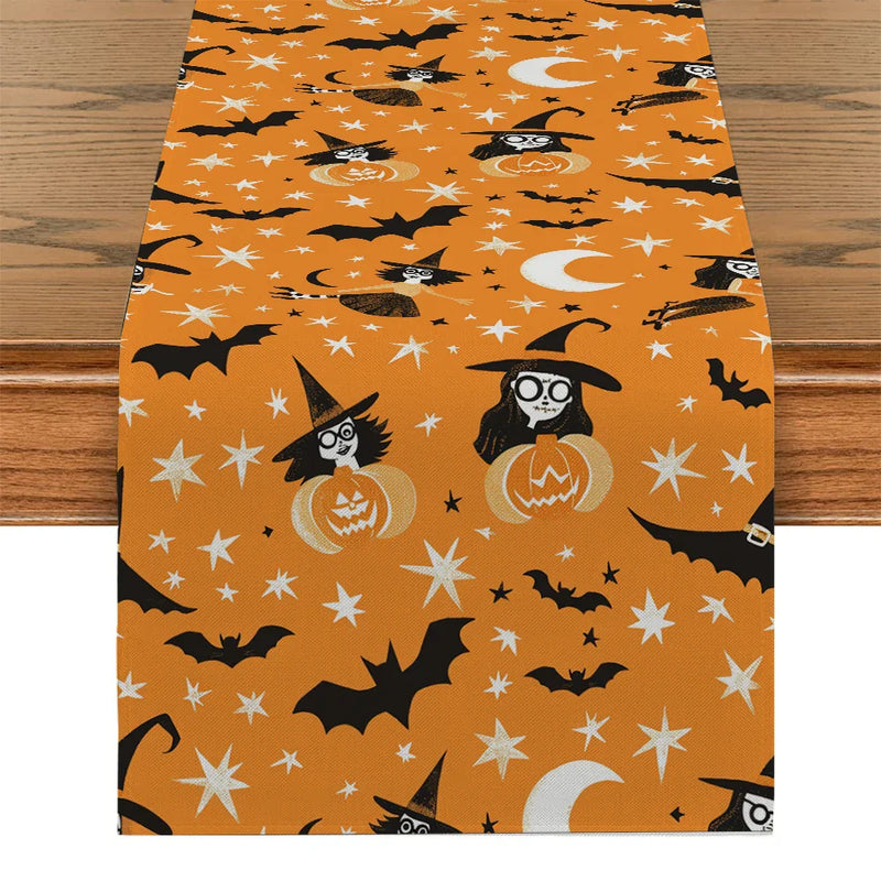 Axyaa Halloween Bat Witch Table Runner - Kitchen Party Decorations
