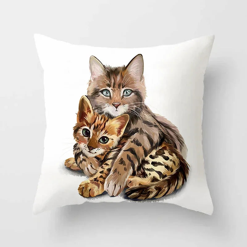 Axyaa Cartoon Cat Animal Sofa Cushion Cover - 45*45 Throw Pillow Home Decor