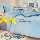 Axyaa Washed Cotton Bedding Set 4 Piece Solid Comforter Cover Fitted/Flat Sheet