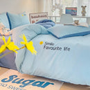 Axyaa Washed Cotton Bedding Set: Comforter & Sheet Set for Couple Bed - Solid Color