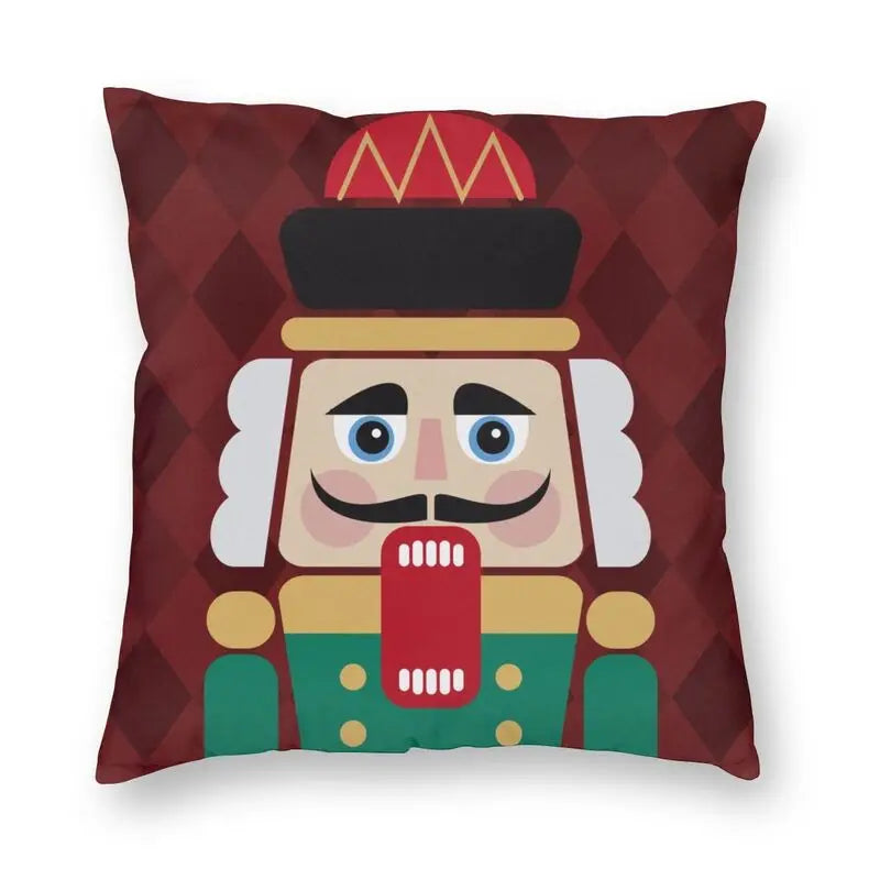 Nutcracker Doll Cushion Cover - Axyaa Square Throw Pillow for Christmas Home Decor