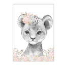 Axyaa Pink Flower Animals Baby Name Canvas for Girls Bedroom
