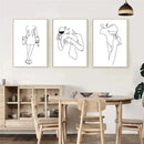 Axyaa Minimalist Wine Cup Woman Body Line Art Canvas Wall Print for Home Decor