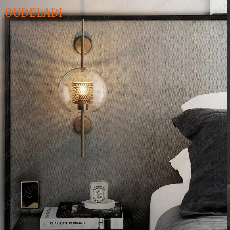 Nordic Glass Wall Sconce by Axya: Modern Bedroom Aisle Living Room Lamp