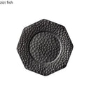 Axyaa Retro Ceramic Plate Hammer Pattern Tableware Serving Plates
