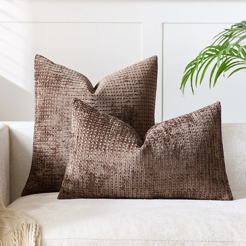 Axyaa Chenille Cushion Cover Solid Color Elegant Square 45x45cm 50x50cm