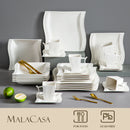 Axyaa FLORA 30/60 Piece White Porcelain Dinner Set for 12 Person
