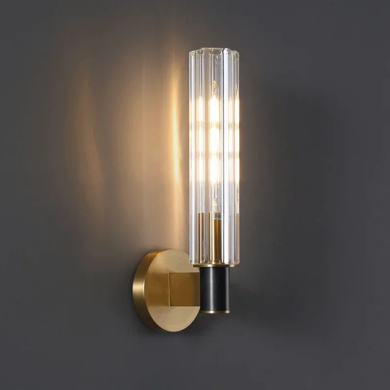 Axyaa Retro Nordic Iron LED Wall Lamp in Golden with Glass Background