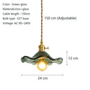 Nordic Lotus Leaf Pendant Light, Axyaa Glass Lamp for Bedroom, Dining, Kitchen - Green/Brown
