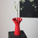 Axyaa Geometric Fold Pattern Ceramic Vase - Red Flower Arrangement and Home Decor Accessory