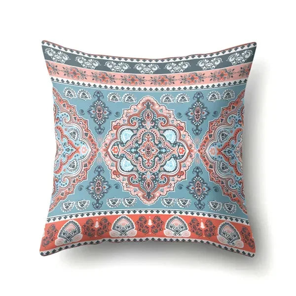 Abstract Geometric Bohemian Pillowcase in Colorful Exotic Style by Axyaa