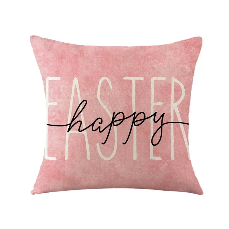 Easter Bunny Eggs Pillowcase 45x45cm Linen Pillow Covers, Axyaa Home Decor Brand