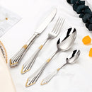 Axyaa 24-Piece Gold Plated Cutlery Set Stainless Steel Western Tableware