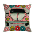 Axyaa Retro Car Pattern Cushion Cover Linen Pillowcase 45*45cm