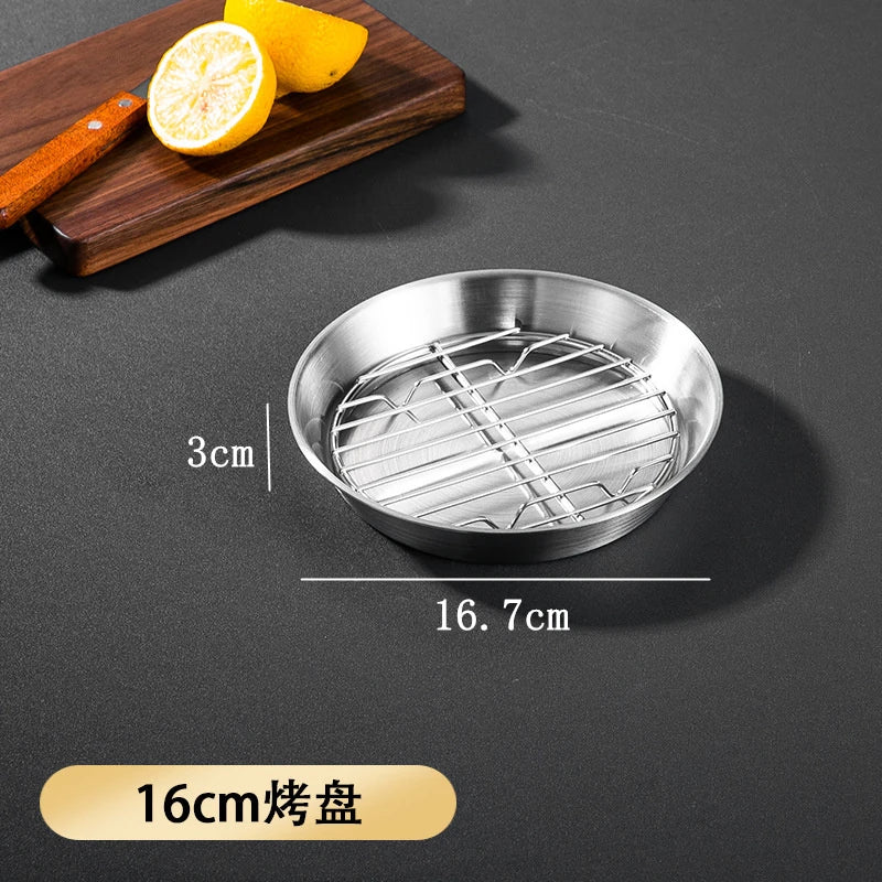 Axyaa Stainless Steel Round Baking Tray with Grid - Versatile Kitchen Baking Tools