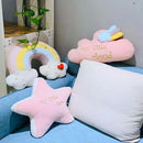 Axyaa Stars Clouds Girl Heart Shaped Pillow for Bedroom and Living Room