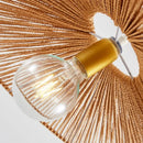 Axyaa Hemp Rope Straw Hat Pendant LED Chandelier - Retro Weaving Art Decor Lighting