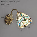 Axyaa Red Blue Glass Wall Lamp Brass E27 Bulb Bedroom Living Room Sconce
