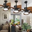 Axyaa Retro 5 Palm Leaf Ceiling Fan Chandelier for Living Room, Dining Room & Bedroom