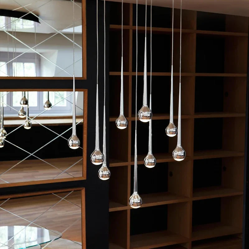 Axyaa Water Drop Pendant Light: Modern Luxury for Staircase, Bar, and Restaurant