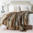 Axyaa Luxury Faux Fur Plaid Throw Blanket - Soft & Cozy Winter Sofa Cover